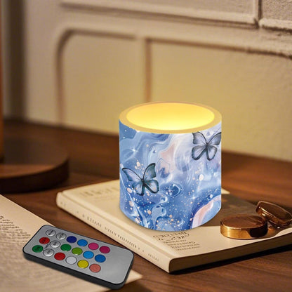 Cozeyat Navy Marble Flameless Candles 4 Pack Battery Operated LED Pillar Candles with Remote Control Timer Waterproof for Indoor Outdoor Use