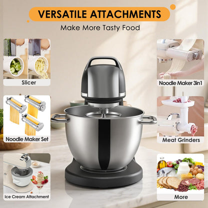 8.4QT Commercial Stand Mixer 800W with Aluminum Die Casting Meets the Standard of NSF/ANSI 8-2023, Mixers Kitchen Electric Stand Mixer with Stainless Steel 8L Bowl, Dough Hook, Whisk and Beater, Black