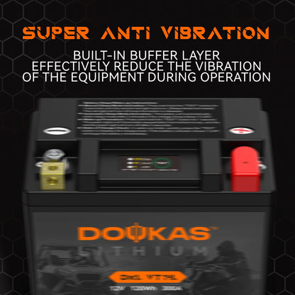 DOUKAS DKL VT14L 10Ah LiFePO4 Lithium Motorcycle Battery, High CCA Replacement for YTX14L-BS, Heavy Duty Powersport Battery Designed for Harley Davidson & Large Displacement Cruisers, Powersports
