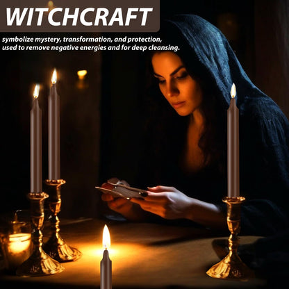 24 Pack Brown Spell Chime Candles – Premium Mini Unscented Taper Candles for Rituals, Prayer, Meditation, Altar, Spells – 4" Tall – Ideal for Witches & Spiritual Practices