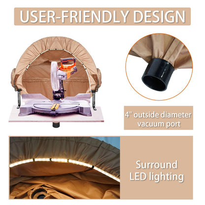 GARVIN Miter Saw Dust Collection Hood with Light, Dust Solution for Table Miter Saw, Chop Saw Hood Dust Collector Attachment, Accessory Holes, with Storage Bag, Fits Most Standard 10" Miter Saws