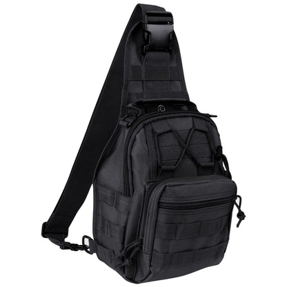 Qcute Tactical Backpack, Waterproof Military Cross-body Molle Sling Shoulder Backpack Chest Bag for Outdoor Every Day Carry (Black)