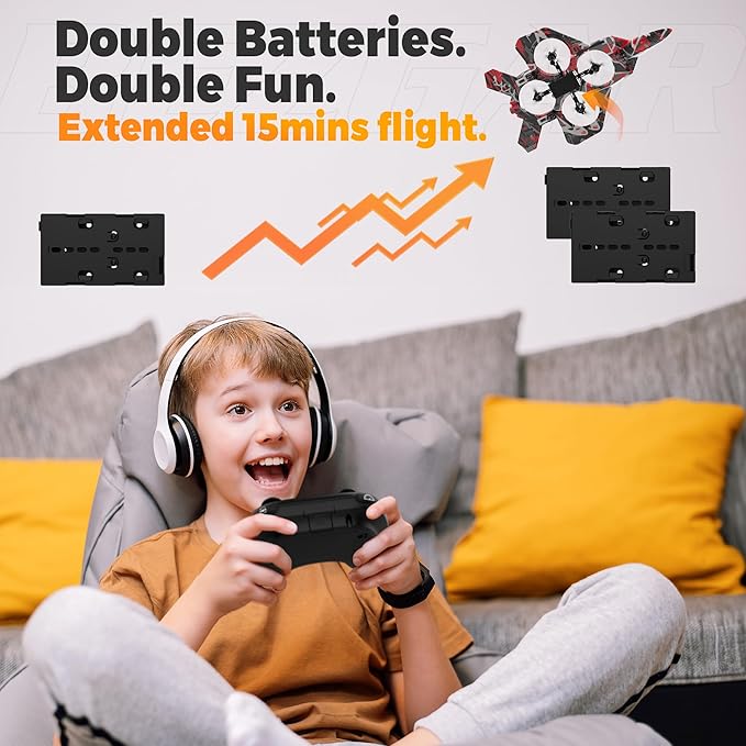 BEZGAR HQ057X RC Fighter Airplane丨Mini Drone Remote Control Jet Plane Stunt Drone for Adults &amp Kids Toy with Light Gift for Kids Beginner Red