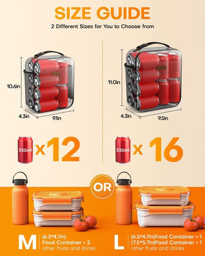HOTOR Lunch Bag for Men & Women - Large Capacity Insulated Lunch Bag with Mutiple Pockets, Wear-Resistant Cooler Lunch Box for Office, Picnic, Black, 7L, 9.06" x 4.33" x 10.63"