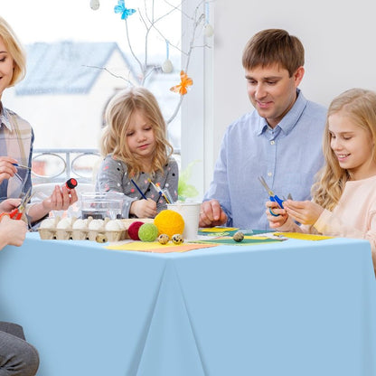 YIDAKO 12Pcs Light Blue Tablecloths,Disposable Plastic Tablecloth,Waterproof Baby Blue Rectangle Table Cover for Graduation Birthdays Weddings Anniversary Party Decorations,54 x 108 Inch