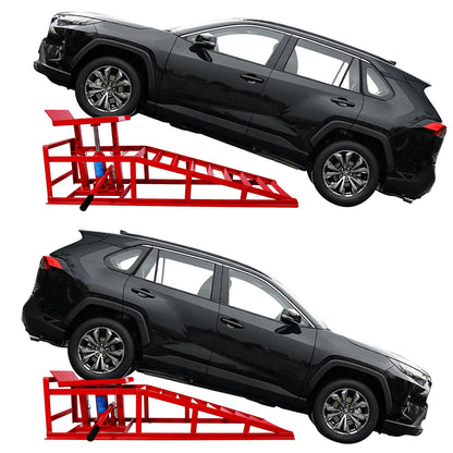 Rovibek 2 Pack Hydraulic Car Ramps, 5t Car Lift Service Ramps, 11000lbs Heavy Duty Steel Car Lift Ramp, Auto Ramps for Changing Oil for Maintenance, Red