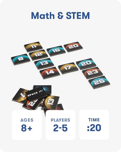 SimplyFun Space It! - Educational Kids’ Game - Math Game for Kids Focused on Skip Sequencing - 2-5 Players Ages 8 &amp Up