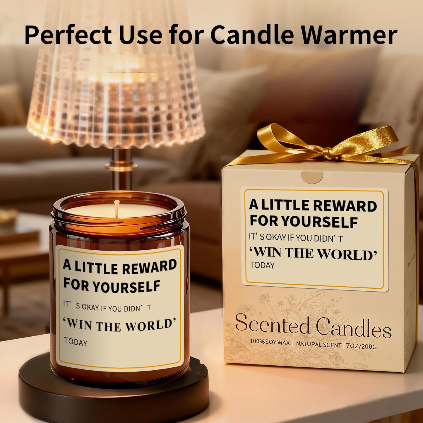 Reward Candle Gifts for Women Men - 7 oz Orange Scented Candle - Soy Candle Gift for Women, Birthday Mother Gifts for Mom, Encouragement/Cheer Up/Positive Gift for Friends, Coworker, Sister