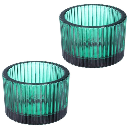 PATIKIL 2 Pcs Tealight Candle Holder, Tea Lights Candle Holder Glass Votive Candle Holders Glass Candle Holders for Table Centerpiece Decor Wedding Dinner Party, Dark Blue