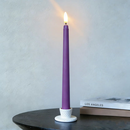 Ni-JASW Purple Flameless Taper Candles with Remote, Flickering Battery LED Candlesticks Home Decor Set of 12