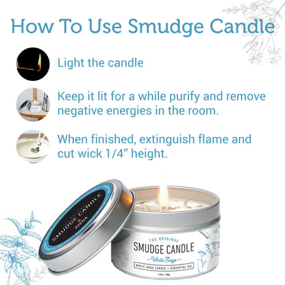 SOUL STICKS Smudge Candle for Cleansing House, Meditation, Chakra Healing, Aromatherapy | 3.5 Ounce Smudge Candle for Spiritual Cleansing (White Sage)