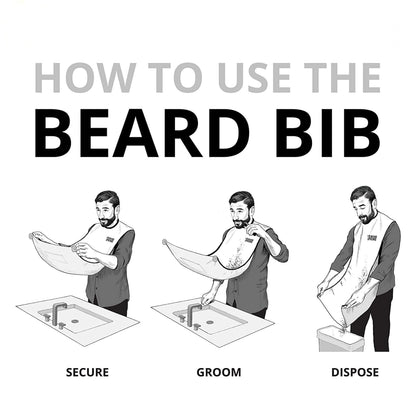 BEARD KING Beard Bib Apron - Shaving Set for Dad - As Seen on Shark Tank - Men's Hair Catcher for Shaving - Grooming Accessories, Black