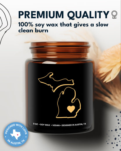 Michigan Candle, Unique Michigan Themed Gifts for Men and Women, Best Sentimental Souvenir Gifts for Moving Away, Thoughtful Home Sick Presents, Ideal for Birthday, Christmas, Graduation, Gift Ready