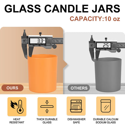 SHOWIN 10 OZ Thick Candle Jars for Making Candles 15 Pcs, Empty Jars with Wood Lids for Candle Making, Sample Container, Fall