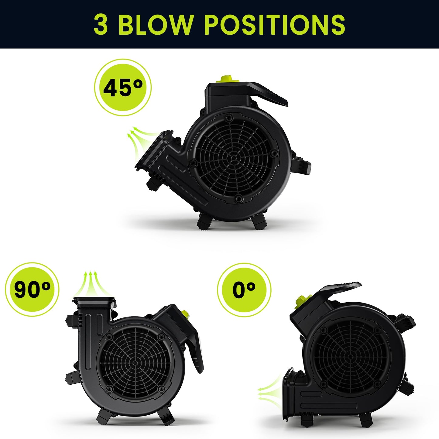YOWMOFT Air Mover, Powerful 100W Carpet Dryer for Cooling, 550 CFM Floor Drying Fan with 4-Speed & 3 Blowing Positions, Floor Blower For Janitorial, Plumbing, Home, Commercial, Industrial Use