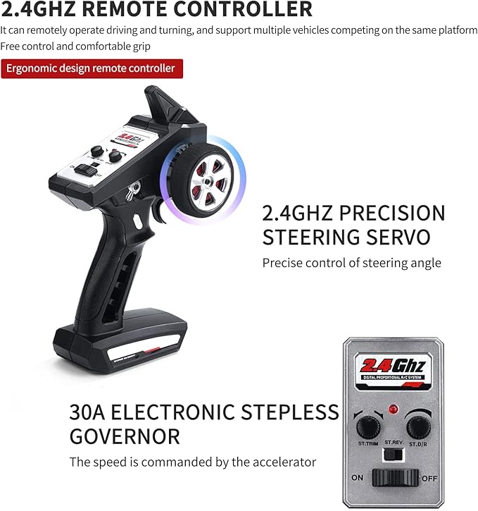 GoolRC RC Drift Car 1:16 Scale 4WD 35KM/H High Speed Remote Control Cars Full Proportional RTR 2.4GHz RC Racing Car with LED Lights Drifting Tire Racing Sport Toy Car for Teens and Adults