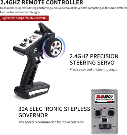 GoolRC RC Drift Car 1:16 Scale 4WD 35KM/H High Speed Remote Control Cars Full Proportional RTR 2.4GHz RC Racing Car with LED Lights Drifting Tire Racing Sport Toy Car for Teens and Adults