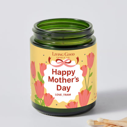 Personalized Message Pure Beeswax Candle for Her & Him - 3 Scent Choices: Palo Santo - Coastal Breeze - Tranquility - Non-Toxic & Pet Friendly - Gift for Wife Girlfriend Mom Dad - 5.5 OZ