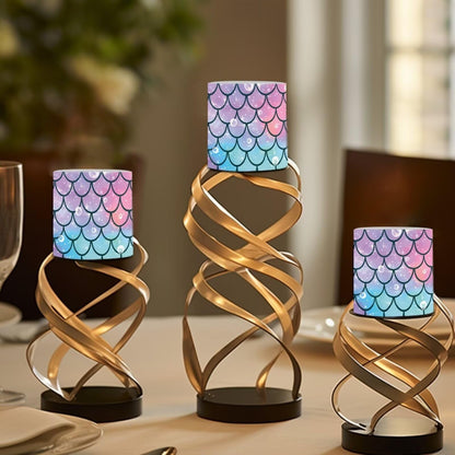 Cozeyat Fish Scale LED Candles Set of 4 Battery Powered Flameless with Remote Timer Flickering Flame Waterproof for Home Patio Beach Decor