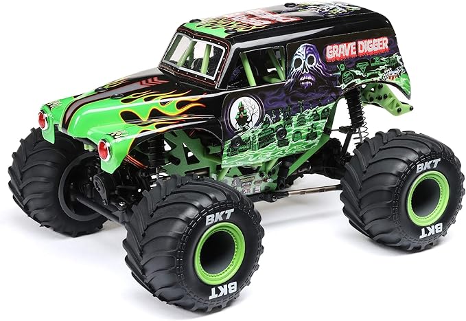 Losi 1/18 Mini LMT Grave Digger 2S 4X4 RTR Brushed Monster Truck Battery &amp Charger Included Green LOS01026T1