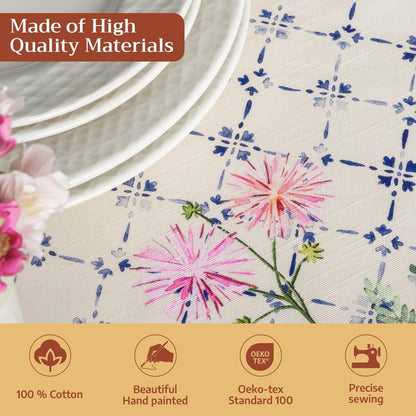 Maison d' Hermine Table Cloth Rectangle Table 100% Cotton 70 x 108 Inches Tablecloth Reusable Decorative for Dining Kitchen Room Farmhouse Home Gifts for Mothers Day Spring Summer - Faience