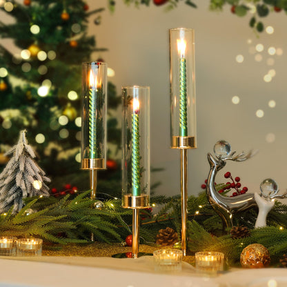 Ronasip Hurricane Candle Holders Metal Candlestick Holder for Glass Taper Tall Candle Holders with Candles Stands for Home Decor, Christmas, Dinning, Wedding, Housewarming Gifts (6, Gold)