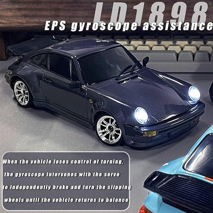 LD1898 1/18 RC Drift Car GTR R34 2.4GHz RWD with Gyroscope on-Road Alloy Body Shell Racing Cars Radio Control (Purple)