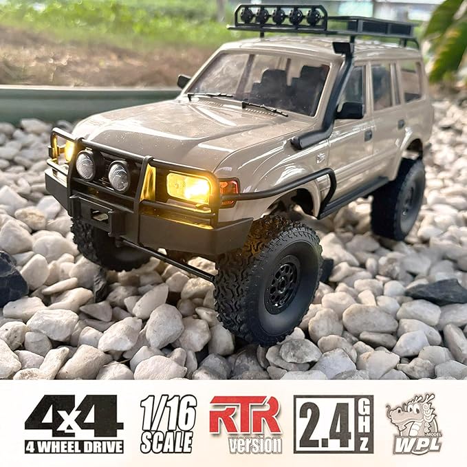 RC Rock Crawler RC Truck 4x4 WPL C54-1 RTR 1/16 Scale RC Crawler Off Road Truck All Terrain with Upgraded Chassis and Shock 260 Motor New Gearbox Bumper Roof Rack Hobby Toy Adult