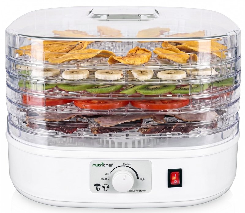 Nutrichef Food Dehydrator Machine | Dehydrates Beef Jerky, Meat, Food, Fruit, Vegetables & Dog Treats | Great For At Home Use | High-Heat Circulation for Even Dehydration | 5 Easy to Clean Trays
