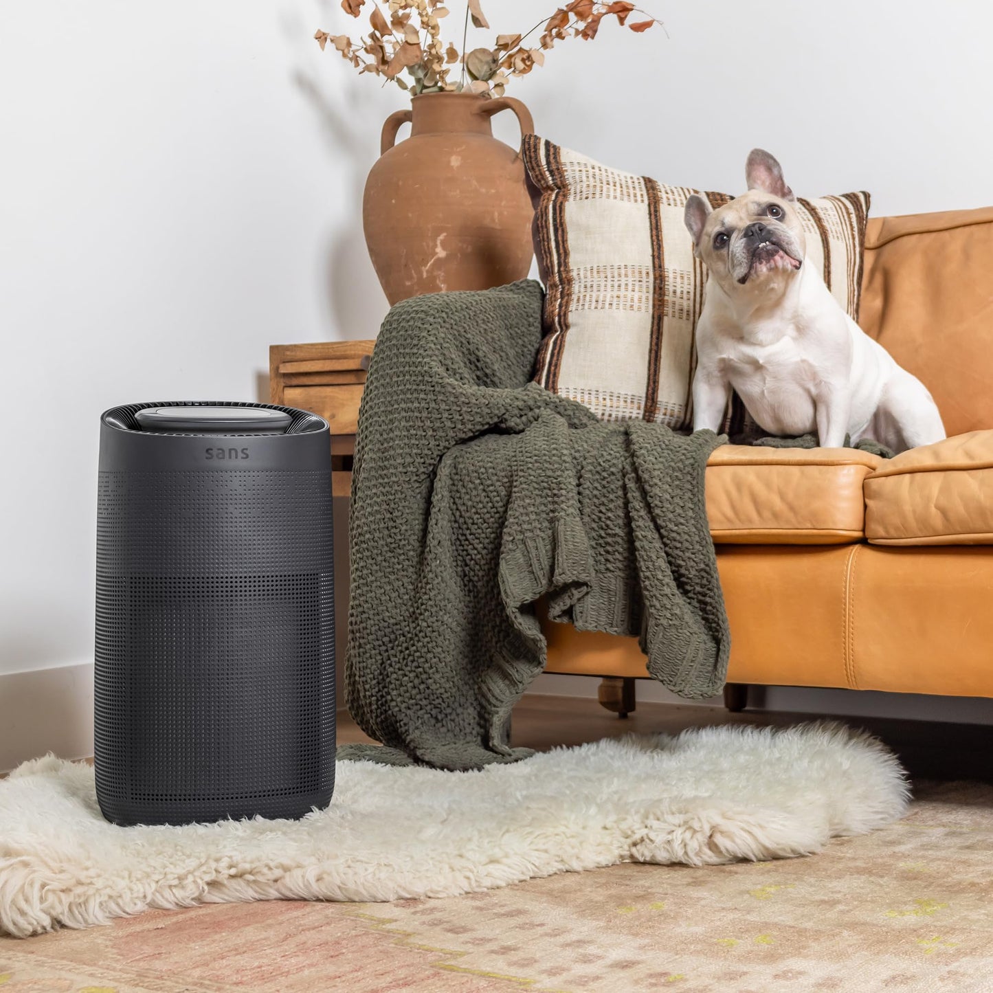 Sans True HEPA Air Purifier for Extra Large Rooms (1,854 sq ft) | UV-C Light Layer & Carbon Odor Absorption | Quiet 35dB Auto-Mode, Captures Smoke, Dust & Allergens (Midnight)