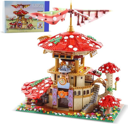 2763PCS Mushroom House Building BlocksCreative Ideals Ganoderma Hotel Building Blocks Perfect Choice for 6+ Boys Girls or Adults