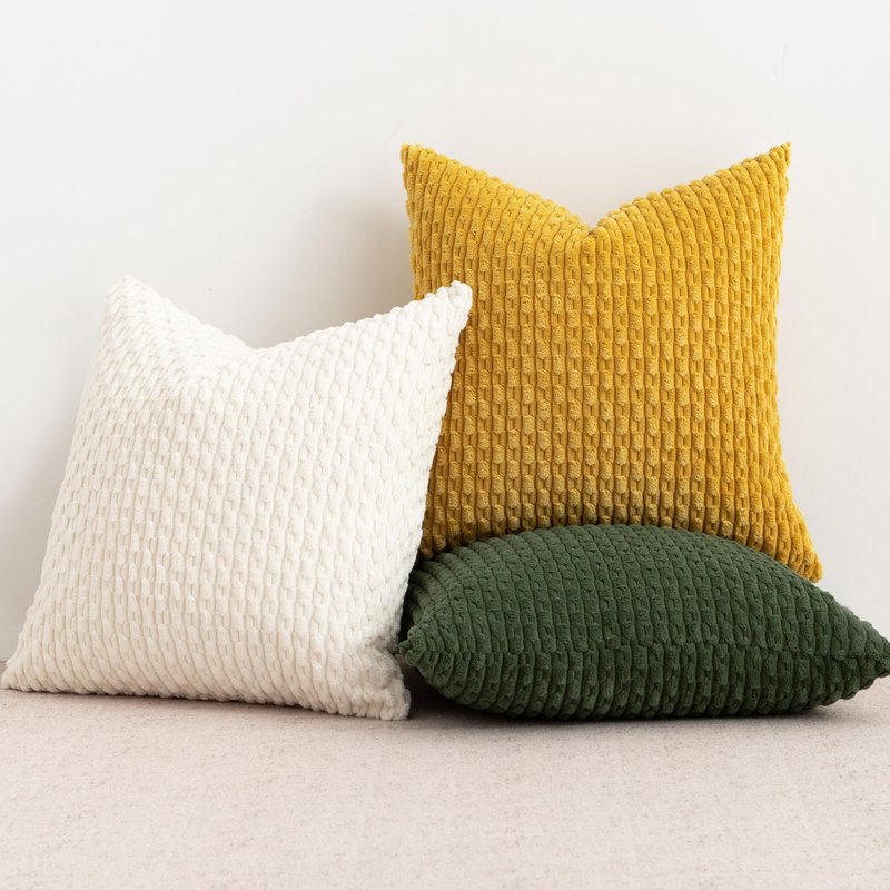 UGASA Soft Corduroy Decorative Pillow Cover 26x26 Inch Boho Striped Throw Pillow Cover Modern Home Decor for Sofa Living Room Couch Bed Cream White, 1 Piece