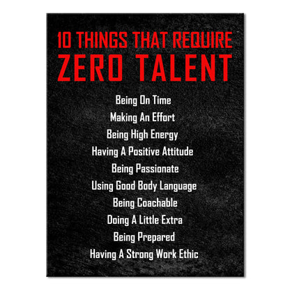 Pyradecor Motivational 10 Things that Require Zero Talent Office Positive Quotes Inspirational Poster Canvas Prints for Classroom Living Room Home Decorations