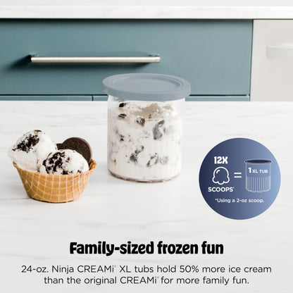 Ninja CREAMi Deluxe Ice Cream Maker | 11-in-1 Create Frozen Desserts, Sorbet, Milkshakes, Yogurt & More | Includes 2 Dishwasher Safe XL 24 Oz. Tubs with storage lids | Silver | NC501
