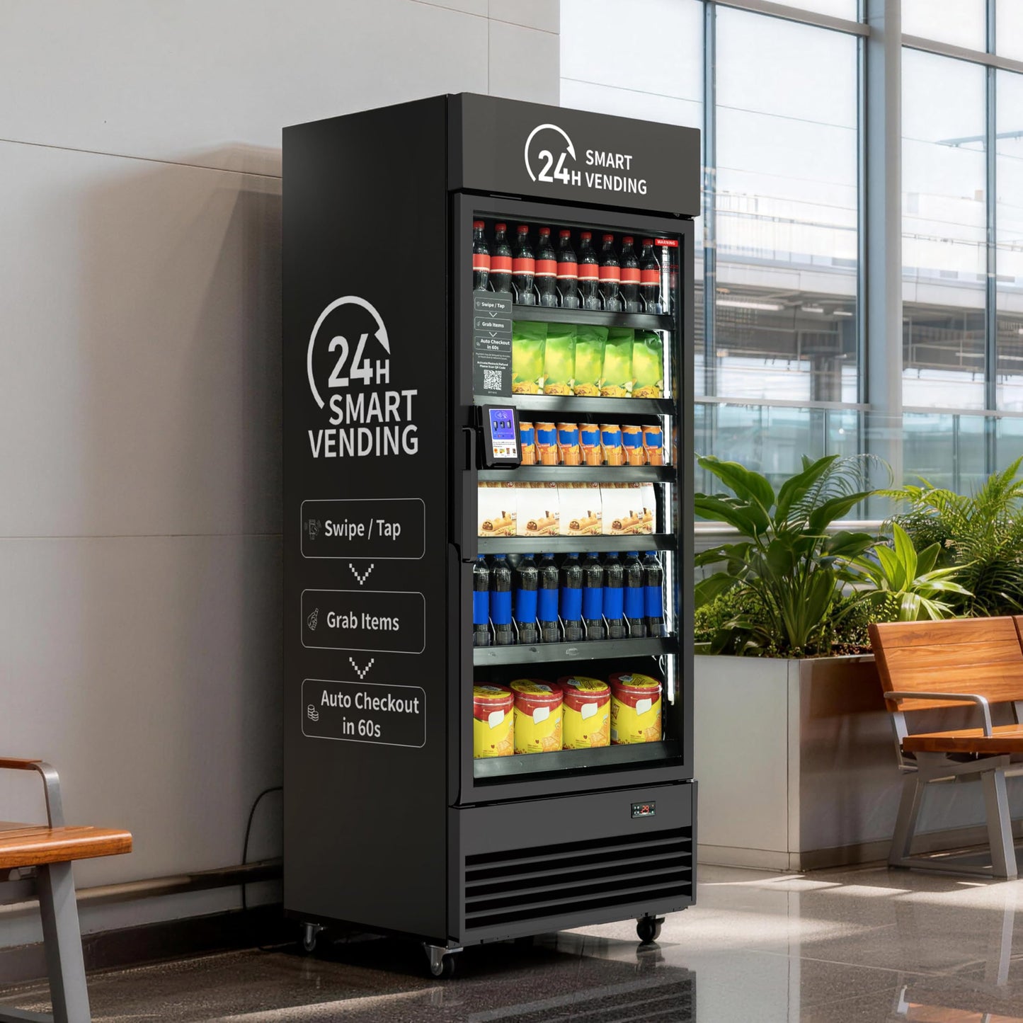 HAHA Vending Vending Machine Combo,Smart Refrigerated Vending Machine with Touch Card Reader US542(Black, Pro)