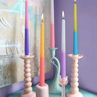 10 Inch Taper Candles Handmade Smokeless Set of 6 – Rose Scent Tapered Candles in Hot Pink, Candle Sticks for Wedding, Home Decor, and Dinner Table