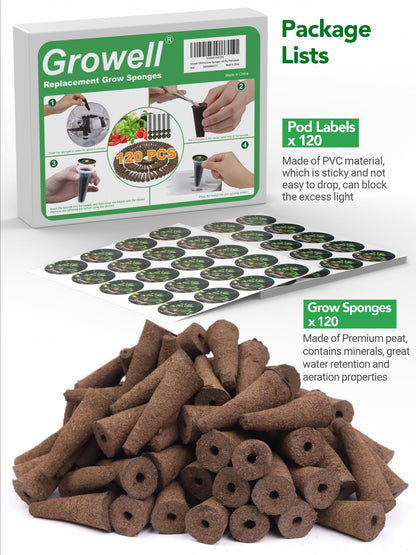 Growell 17 Pods Hydroponics Growing System Kit & 240 Pcs Hydroponic Pods Kit