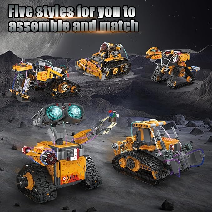 5 in 1 STEM Robot Building Kit 673 Piece APP/Remote Control Mech RC Robotics for Kids Ages 8-12 Educational Science Kit Coding Robots Toy Building Set Birthday Gifts for Boys Age 8-14+