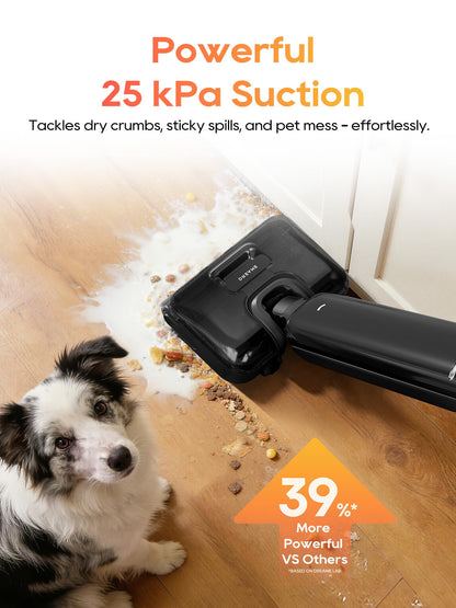 DREAME Aero Wet Dry Vacuum Cleaner, All-in-ONE Vacuum Mop for Wet & Dry Messes, 0 Hair Residue Great for Pet Owners, One-Press Self-Clean, 180° Lie Flat, 35mins Runtime for Hard Floor Cleaning