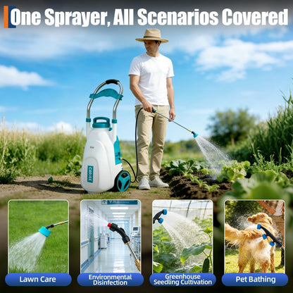 Garvee 5.3 Gallons Battery Powered Sprayer with Wheeled Cart, 12V 8Ah Electric Sprayer with 6 Nozzles & 2 Wands, 4-6 Hour Runtime, 90PSI Adjustable Pressure, Trigger Lock, Yard Sprayers for Lawn and g
