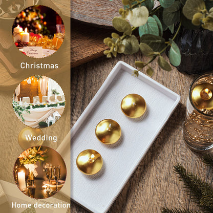 Nuanchu 20 Pcs Mini Floating Candles Small Floating Unscented Candles Round Tea Lights Disc Smooth Wax for Pool Bathtub Dinner Wedding Home Favors(0.7 x 1.4 in,Gold)