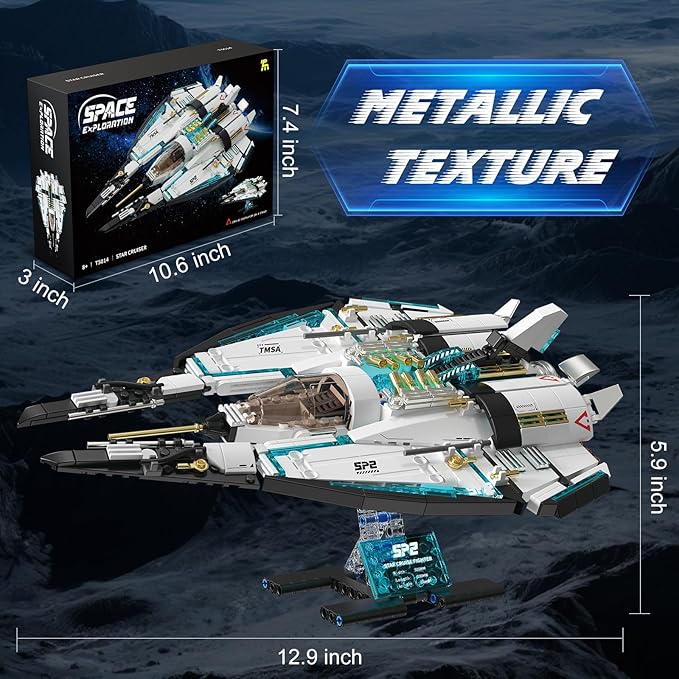 Spaceship Building Blocks Set for Boys Ages 8-12 STEM Space Toys for Kids to Assemble a Space Shuttle with Light Best Present for Boys and Girls Aged 8+ (739PCS)