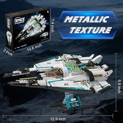 Spaceship Building Blocks Set for Boys Ages 8-12 STEM Space Toys for Kids to Assemble a Space Shuttle with Light Best Present for Boys and Girls Aged 8+ (739PCS)