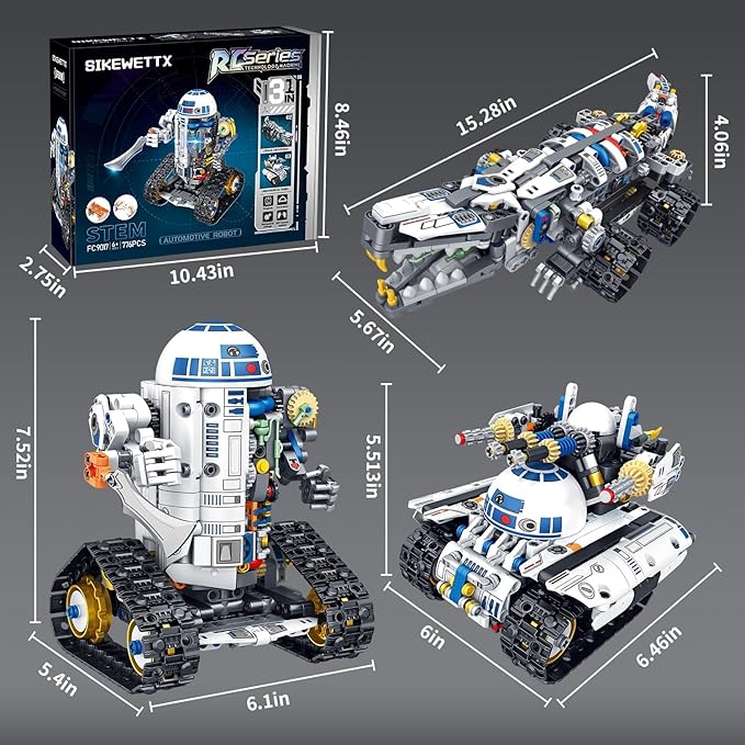 3 in 1 STEM Robotics Building Kit 776 PCS APP/Remote Control Robot Space Wars Toy Building Block Sets Compatible with Lego Robotics Control &amp Programming Robot Birthday Gifts for Boys Age 8-14+