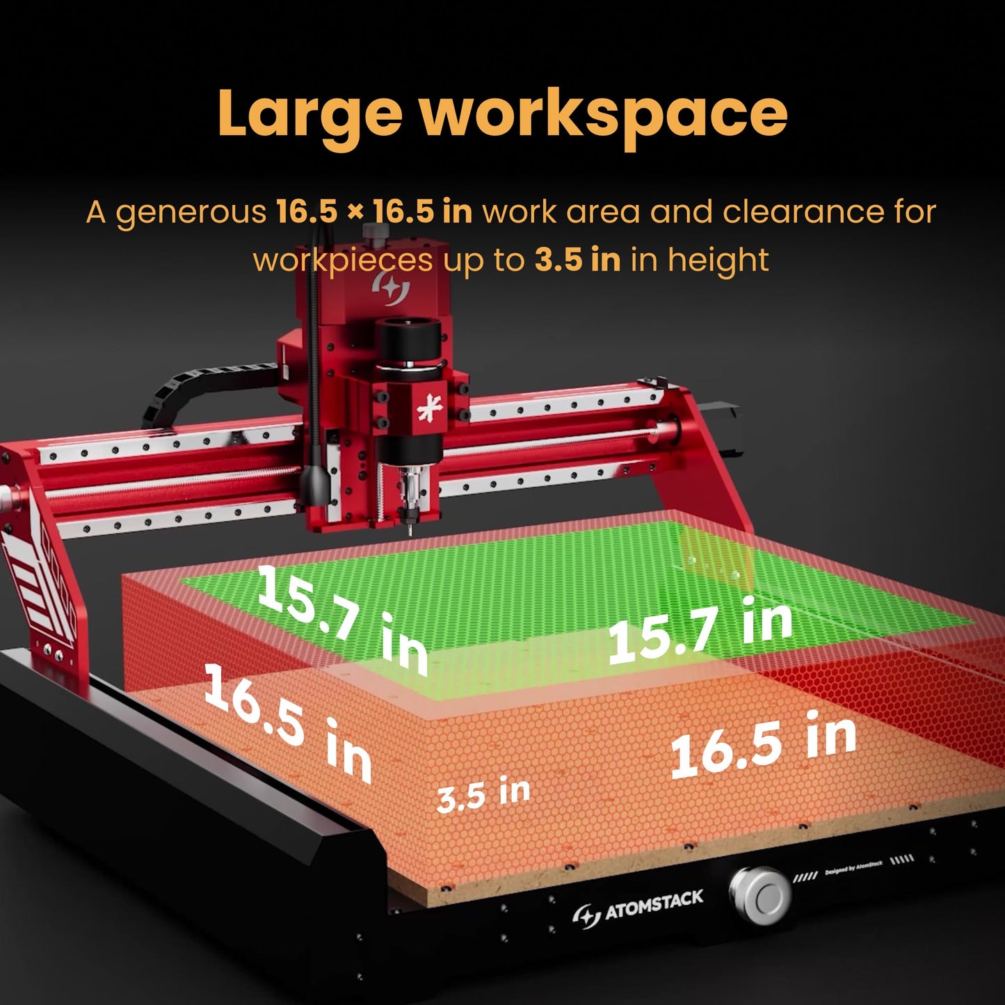 AtomStack C4 Pro CNC Router 200W - Cuts Aluminum, Soft Metal, Wood, Acrylic, PCB - 16.5x16.5 in, 12,000 RPM Spindle, 4-Point Centering - Desktop Milling Machine, Grbl Compatible