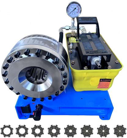 Pneumatic Hydraulic Hose Crimping Machine with 8 Sets of Dies, 40MPa System Pressure, suitable for high-pressure hydraulic hoses and pipes (Plastic Pump Casing)