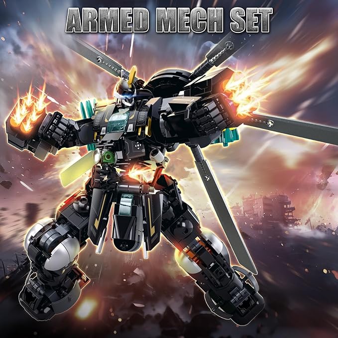 HIGH GODO Armed Mech Robot Transforming Building Blocks Set for AdultsCity Warrior Justice Hero Soldier Mech Model Building Kit Cool Creative Robots Toys Gift for Teens 545 Pieces