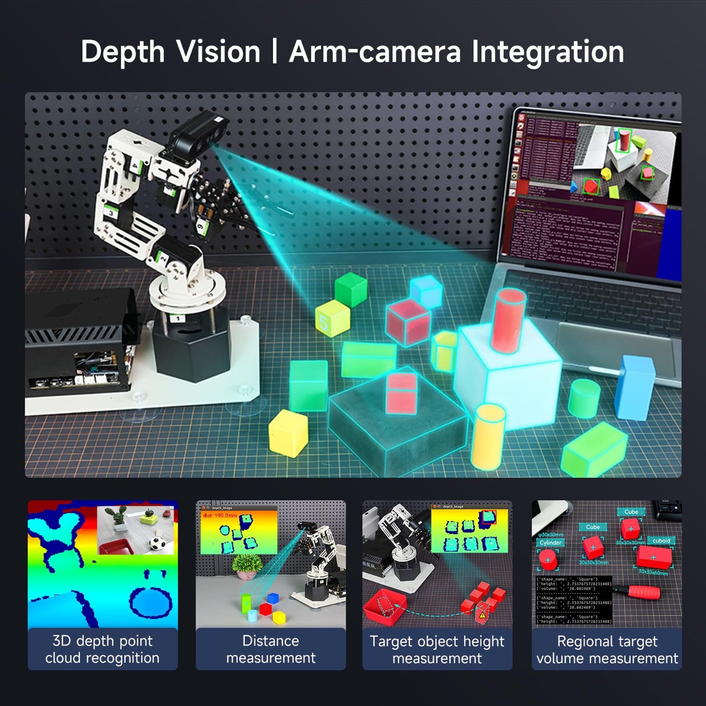 Yahboom Jetson Orin Nano Super 8GB 6DOF Robotic Arm 3D Space Scanning, Depth Camera Visual Recognition AI Vision AI Voice Interaction ROS, Python Programming Data