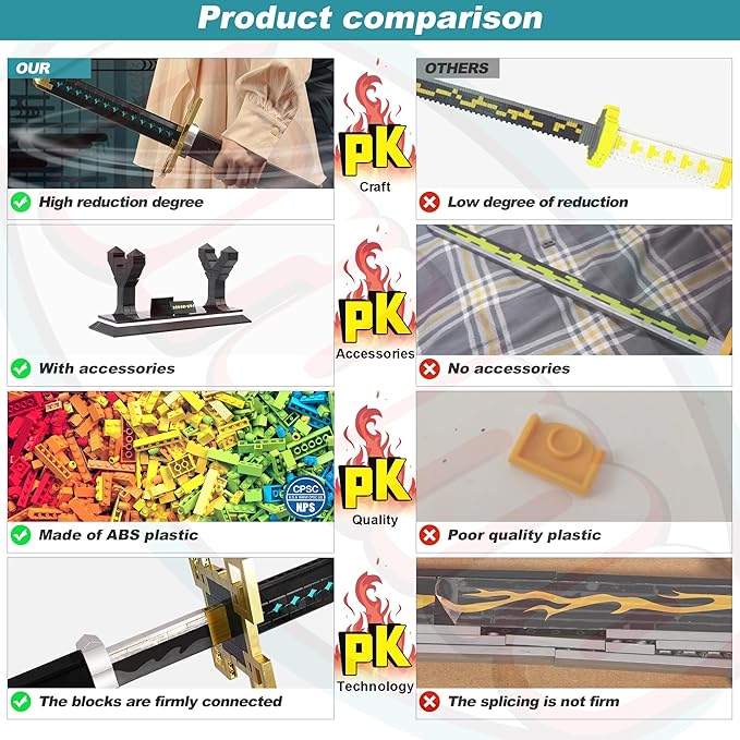 Jorumo Swords Building Sets for Adults and Kids 40in Tokitou Muichirou Sword Building with Scabbard and Stand Anime Sword Building Toy Katana Gift 771 Pcs