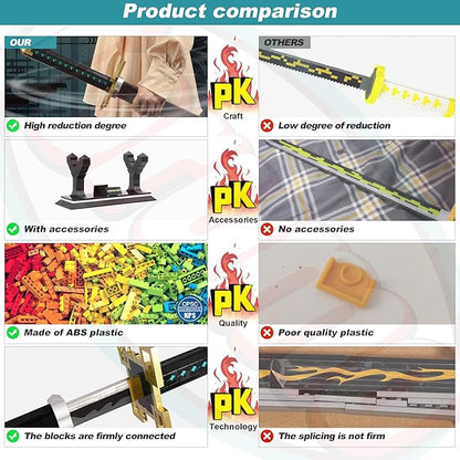 Jorumo Swords Building Sets for Adults and Kids 40in Tokitou Muichirou Sword Building with Scabbard and Stand Anime Sword Building Toy Katana Gift 771 Pcs